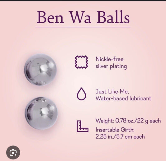 Ben Wa Balls Vaginal Exercisers  Weight: 0.78 oz./22 g. Insertable Girth: 2.25 in./5.7 cm.