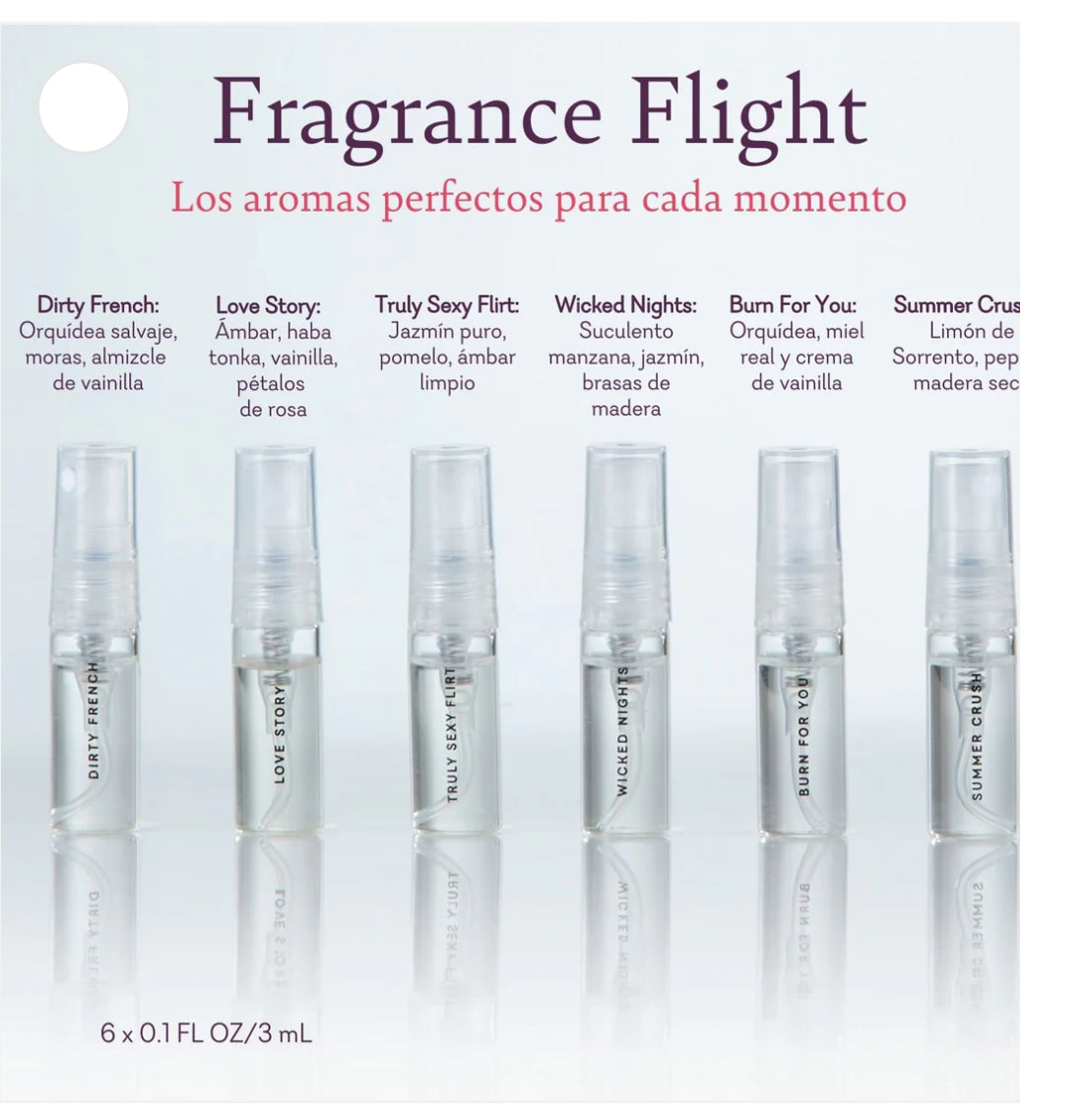 FRAGANCE FLIGHT  EAU DE PARFUM 6 X0.1FL O/ 3ML